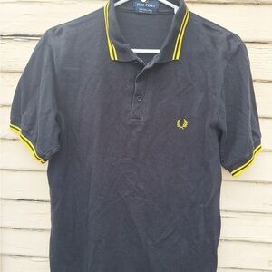 Fred Perry Black Polo Shirt with Yellow Accents shirt